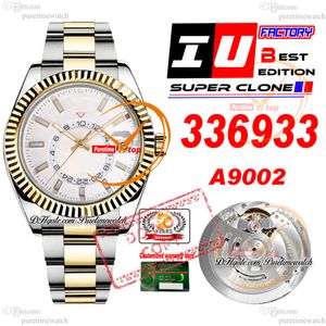 Sky Dweller 336933 A9002オートマチックメンズウォッチIUF 42 Two Toneイエローゴールドホワイトダイヤル904L OystSteel Bracelet Super Edition with Smae Serial Card Watches Puretime Ptrx