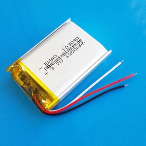 EHAO 103040 3.7V 1200mAH LIPO Polymer Litium laddningsbart batteri med 3 ledningar för MP3 GPS DVD-inspelare headset E-bokkamera