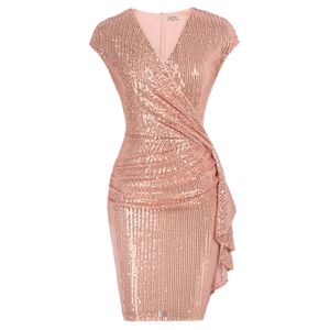 Grace Karin Women Cequine Party Dress Cap z krótkim rękawem Ruched Bodycon Bodycon Midi Dress Office Lady Cocktail Party Sukienki A30 240407