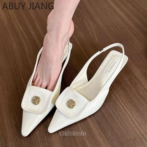 2024 Summer Designer Elegant Flower Pointed Toe High Sandals Women's Fine Stilettos Cat Heeled Single Shoes