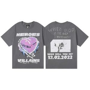 Erkek Tişörtler Hellstar Yeni Erkekler Kadınlar Pamuk Hip-Hop Moda T-Shirts Yıkanmış Siyah Sıradan Gevşek Pamuk Kısa Kollu Tişört Tee J240409