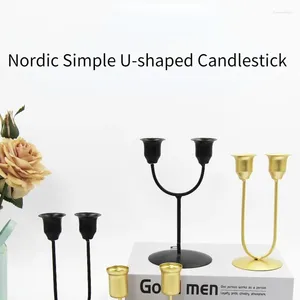 Candle Holders Nordic Style Creative U-shaped Iron Candlestick Romantic Dining Table Decoration Household Holder