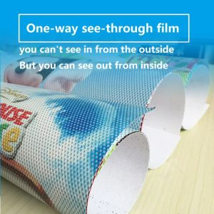 Filmler özel resim baskılı medya penceresi film Oneway Vision delikli renkli cam araba alışveriş merkezi kapı reklam izolasyonu ısı gizliliği