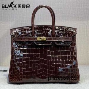 Handväska Crocodile Leather 7a Quality Gaoguang Three Bag 25cm High-klass Real BeltMjii