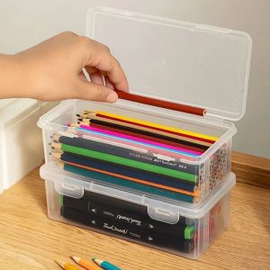 1 st storkapacitet blyertspenna är gjord av PP -material, transparent blyertsfodral, stapelbar kontorsförvaring, studentavläggare
