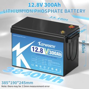 Kepworth 12V 300AH LifePo4 Батарея, встроенная 200A BMS 3840WH Deep Energy Cycles, идеально подходит для автономного, автодома, солнечной системы