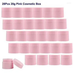 Speicherflaschen 28pcs/Sets 20G rosa Reise Gesichtscreme Kosmetikbox nachfüllbarer Flasche tragbarer leerer Kunststoff -dichtes Taillenbehälter mit