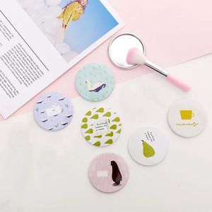 BO02 Cartoon Antifall Portable Small Round Mirror Cute Girls Makeup Pocket Cosmetic Compact Mirrors for Beauty 240409