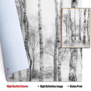Black White Snow Tree Forest Wave Bridge Landscape Canvas Målning Affisch Printar Nordiska väggkonst Bilder vardagsrum Heminredning