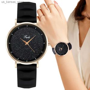 Zegarek na rękę minimalistyczny damski kwarc mody es czarny gwiaździsty nieba
