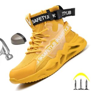 Boots 2022 New Work Boots Men Safety Shoes Steel Toe Safety Ankle Boots Indestructible Shoes Antismash Work Socks Sneakers Footwear