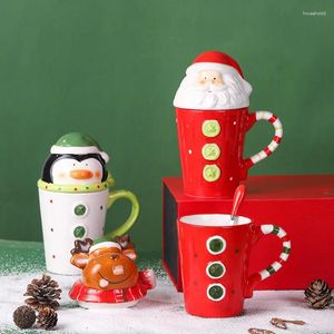 Tazze Babbo Natale in ceramica tazza d'acqua regalo per le vacanze Personaggio di pupazzo di neve Americano Coffee European Milk