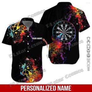 Camisas casuais masculinas nomes personalizados tatuagem maori dardos 3d camisa havaiana impressa no verão praia de manga curta unisex tee sh04