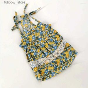 Odzież dla psa odzież letnia i kota Pet Pure Cotton Suspendend Kwiatowa sukienka koronkowa Mesh Princess Teddy Pomeranian Bichon Sling Spirt L46