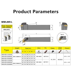 MWLNR1616 MWLNR2020 MWLNR2525 MWLNR3232 MWLNR/L Externe Drehwerkzeughalter Drehleiste CNCCUTTING -Werkzeug