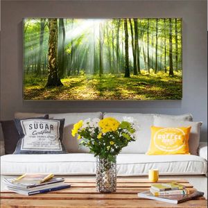 Tela del faro naturale dipinto di un albero verde poster foresta paesaggio arte decorazione per la casa stampe scandinavi Immagine senza cornice