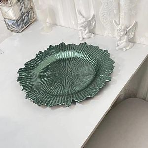 Decorative Figurines 33cm Green High-end Wedding Banquet Tray European Style Home Light Luxury Decoration Lace Exquisite Fruit Plate 2024