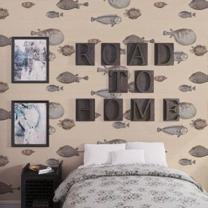 Acquario Wallpaper Nordic Wallpaper in Taupe Color Sea Fishes w stylu skandynawskim