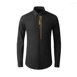 Camicie casual maschile che vendono camicia fatta a mano a maniche lunghe con linee di lettere slim fit squisite abiti rotante di cotone