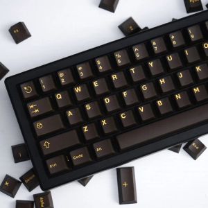 Tillbehör GMK Black Gold Semitransparent Hero 120 Key ABS KeyCaps Double Shot Cherry Profile Lämplig för Mechanical Keyboard KeyCap 61