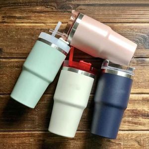 Mugs new Car Ice Cup 304 Stainless Steel Insulated Cup Convenient Lare Capacity Sipper Coffee Cup Car Cup L49