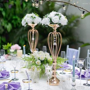 Candle Holders Metal Gold Flower Stand Event Road Lead Table Tall Pillar Holder Vases Centerpiece For Wedding Party Decorations