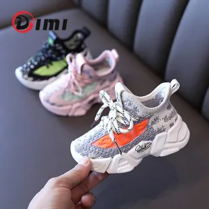 Sneakers Dimi 2021 Spring Chidren Shoes Boys Dziewczęta oddychające dzianiny sportowe buty miękki nieśpiep swobodny moda Sneakers