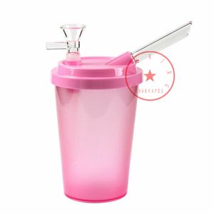 Colorful Plastic Bong Pipes Kit Coffee Cups Car Bubbler Hookah Waterpipe Oil Rigs Filter Handle Bowl Portable Easy Clean Herb Tobacco Cigarette Holder Smoking