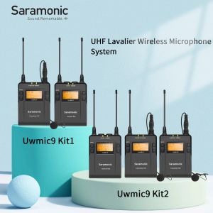 Microfones SARAMONIC UWMIC9 Kit1/2 Microfone Lavalier sem fio UHF profissional para câmera DSLR Sony Camering Streaming de gravação do YouTube