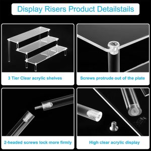 Akryl Display Stand 1/2/3 Tier Jewelry Stand Organizer Clear Acrylic Stativs för Display Pop -figurer, efterrätt, parfym