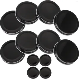 Geschirr 12 -Stcs Mason Jar Deckel 70 mm Standard Mund integriert versiegelt (70 mm schwarz) 36 PCs können praktische Konservendeckel bequem breit abdecken