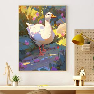 Watercolor Cute Animal Kawaii Posters Duck Dog Cat Elephant Prints Canvas Printing Wall Art Picture for Living Room Home Decor