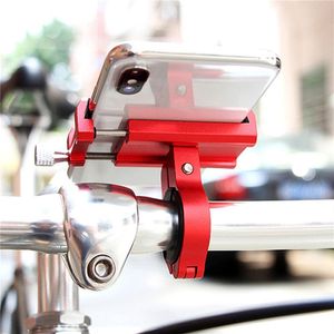 MTB Bike Alloy Mobile Phones Holder Motorcycle Scooter Mount Handlebar Clip Anti-Slip Phone Bracket Adjustable Stand Rack Base