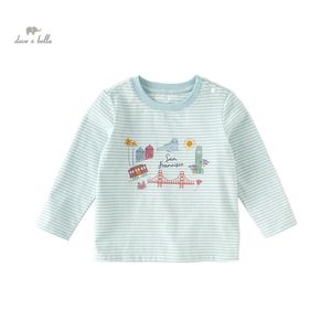 Dave Bella 2024 Spring Boy's Baby TShirt Children Top Cotton Long Sleeves Casual Undershirt Striped Outdoor Party DB1248471 240328