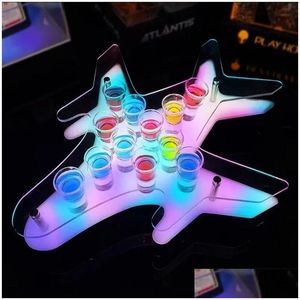 Outros Drinkware Recarregável em forma de avião LED Cocktail Glass Holder S Rack de vinho para a decoração da festa de casamento da barra de boate KTV DRO DHAHN