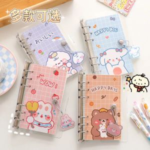 Notebooki 2024 Śliczna kreskówka kawaii notatnik Mini Three Hole luźna książka przechowywanie urocza kreskówka dziewczyna z sercem notatnik studencki