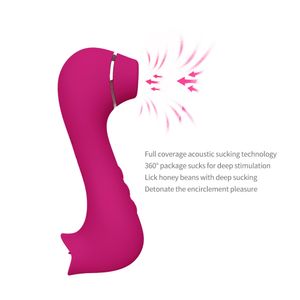 Dual Pleasure Worm Air-Puls Clitoral Stimulator Tongue Slicking Vibrator Clitoral Slicking, klitoris suger vattentät laddningsbar sexleksak för kvinnliga par (hetrosa)