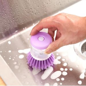Kök rengöringsborste Pot Dish Brush with Washing Up Liquid Soap Dispenser 2 I 1 Långt handtag Cleaing Brush Diskmaskin Brush