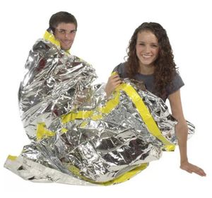 200100cm Portabel Emergency Sunscreen Filt Party Favor Silver Foil Camping Survival Warm Outdoor Adult Children Sleeping Bag R2640018