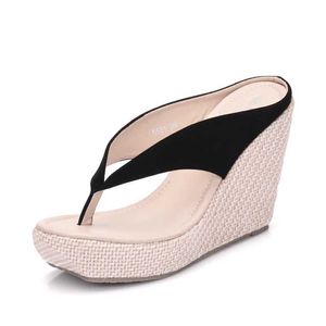 Dress Shoes Crystal Queen Platform Wedges Flip Flops High Heels Slippers White Beach Sandals Bohemia H240409 FFD6