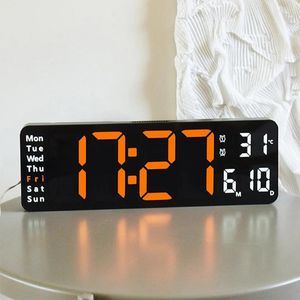 Wall Clocks 13in Dual Alarms LED Remote Control Digital Clock Light Sensing 10 Speed With For Home Living Room
