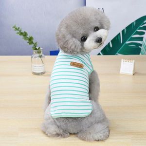 Hundkläder vår sommarvästkläder rand ärmlös t-shirt för små hundar pomeranian pug York bomullskläder valp husdjur katt