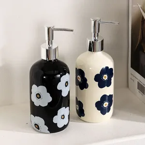 Dispensador de sabão líquido Flower Cerâmica Lção da garrafa Body Shampoo Acessórios para banheiros Sinitizador de mão Decoração dividida