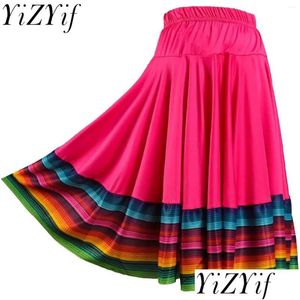 Skirts Womens Folklorico Dance Skirt Spanish Flamenco Colorf Big Swing Long Folkloric Mexican Folk Performance Costume Drop Delivery Dhju9