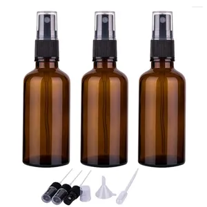 Storage Bottles 5pcs 5ml-100ml Amber Glass Perfume Bottle Spray Sprayer Atomize Travel Refillable Essential Oil