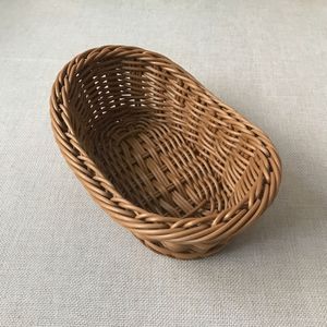 1PCS Wicker Woven Basket Bread Tray Serving For Food Fruit Cosmetic Storage Tabletop Bathroom Storage Kitchen Organizer