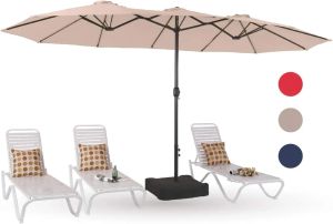 15ft Large Patio Umbrellas with Base Included, Outdoor Double-Sided Rectangle Market Umbrella with Crank Handle, for Poolside