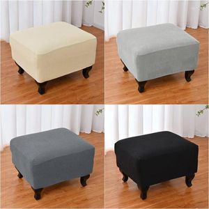 Stol täcker stor storlek fotstöd hållbar stretch spandex ottoman fast färg fotpall slipcover för vardagsrummet hem