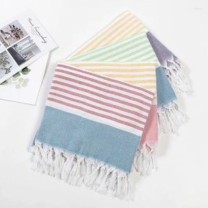 Towel Poly-cotton Beach Quick Dry Turkish Single Layer Stripe Bath With Tassels For Woman Girl Cleaning