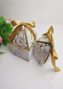 2022 Bröllopsfavor Holder Pagod Type Diamond Paper Candy Boxes With Ribbon och Pearl Luxury Retur Present BoxParty Supplies8429355